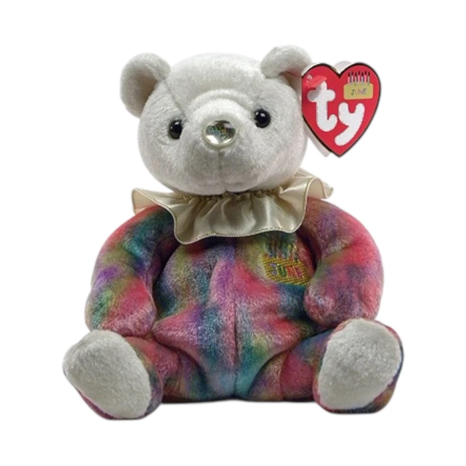 Ty Beanie Babies Happy Birthday The Bear With Neck Ruffle -June- MWMT - Image 1 of 1