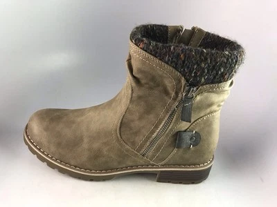 Patrizia Halvor Zip ootie Taupe Leather/ Knit Collar Women's Sz 10 US - Image 1 of 4