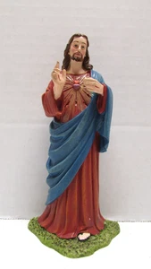 Sacred Heart Jesus Figurine by Life Symbols Hand Painted 2010 Catholic Religion - Picture 1 of 6