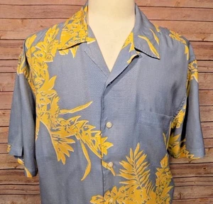 NAUTICA Men's Shirt Short Sleeve Button Front Silk Blue Yellow Size XL - Picture 1 of 5