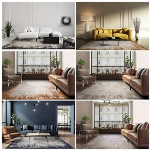 Border Modern Abstract Rug for Living Room Bedroom Soft Velvety Short Pile Rug - Picture 1 of 37
