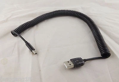 USB 3.1 C Type Male To 2.0 A Male Spiral Coiled Data Sync Adapter Cable Black 3M - Image 1 of 4