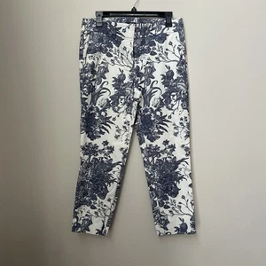 LOFT blau & weiß Blumen Grandmillenial kurze Hose Größe 8 Petite Preppy Coastal - Bild 1 von 5