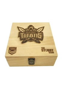 414051 GOLD COAST TITANS NRL TEAM WHISKY WHISKEY STONE SET WITH TONGS GIFT BOX - Picture 1 of 2