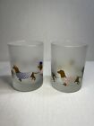 2 Culver Frosted Lowball Glass Dachshund Hawaiian Tropical & Nautical (BR2)