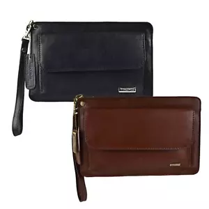Visconti Leather Mens Wrist Bag Travel Organiser - Picture 1 of 14