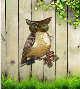 Moonrays Owl Solar Garden Accent White LED Metal Wall Art Outdoor Patio Light - Picture 1 of 2
