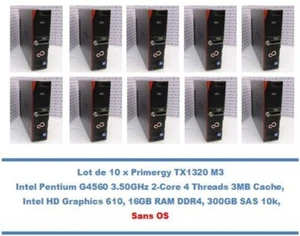 LOT 10 xFUJITSU Primergy TX1320 M3 G4560 3.50GHz 2-C, 16GB RAM, 300GB, DVD_NO OS - Picture 1 of 12