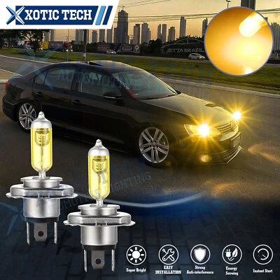 2X 3000K Yellow H7 LED High Beam Headlight Bulbs For Volkswagen Jetta 2007-2018 - Image 1 of 4