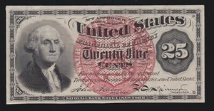US 25c Fractional Currency Note FR 1302 Ch CU - Picture 1 of 2