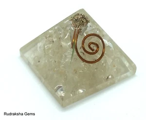 CLEAR QUARTZ ORGONE PYRAMID REIKI COPPER COIL ENERGY CHARGED ORGONITE CRYSTAL OM - Picture 1 of 3