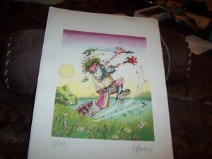 Cartoon Hand signed Golf Lithograph 19/999 SIZE 16 "1/2 X11" 3/4 - Picture 1 of 5