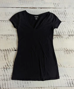 T-shirt bambino Wet Seal taglia S vintage Y2K nera con scollo a V - Foto 1 di 4