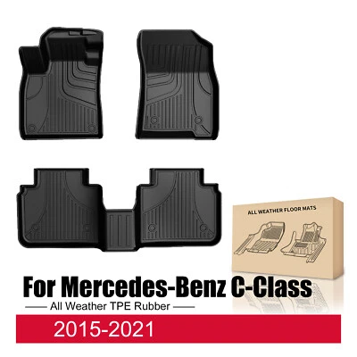 Car Floor Mats All Weather TPE Rubber Liners For Mercedes-Benz C-Class 2015-2021 Foto 1 de 4