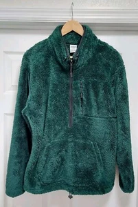 Pink Victoria's Secret Sweater Women’s Medium Green Sherpa 1/2 Zip Pockets Soft - Picture 1 of 9