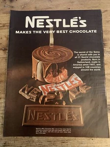 1967 Nestle Chocolate Bar Candy Vintage Paper Page Print Advertisement Ad 13.5” - Picture 1 of 10