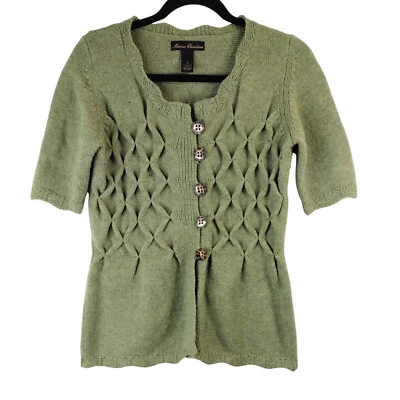 Suéter Marisa Christina Mujer S Verde Lana Cárdigan Volantes Media Manga De Colección Foto 1 de 4