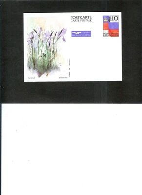 Tarjeta postal preestampada LIECHTENSTEIN "Schwertlili-flowers" valor 110 SIN USAR Foto 1 de 2