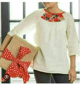 Sz 8 Matilda Jane 435 Snow Angel Tunic Top Make Believe Shirt White Eyelet - Picture 1 of 8