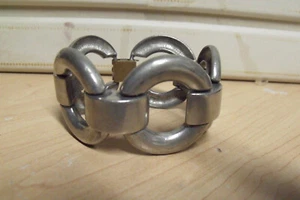 PULSERA DE METAL ALEACIÓN RARA VINTAGE BEN AMUN MODERNISTA 7 1/2" POR 1 1/2" ESLABONES - Imagen 1 de 7