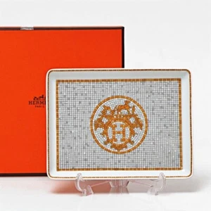 HERMES Mosaique au 24 Gold Rechteck Teller Tablett Mosaik 16 x 12 cm mit Box Neu - Bild 1 von 6