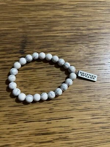 Marble Design Beaded Charm Britney Bracelet White/Grey Stretchable - Picture 1 of 4