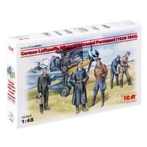 WWII German Luftwaffe Pilots And Ground Personnel Plastic Kit 1/48 ICM 48082 - Picture 1 of 10