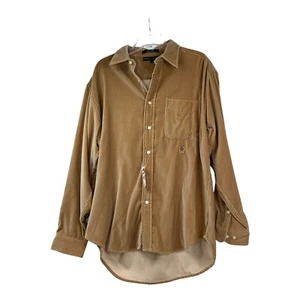 Tommy Hilfiger Langarm Hemd Braun Samt Daunen Luxus Herren Deadstock Large - Bild 1 von 12