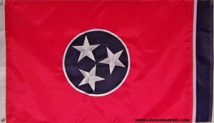 NYLON TENNESSEE STATE FLAG - SEWN WITH EMBROIDERED STARS - NEW 210D 3X5 FLAG - Picture 1 of 5