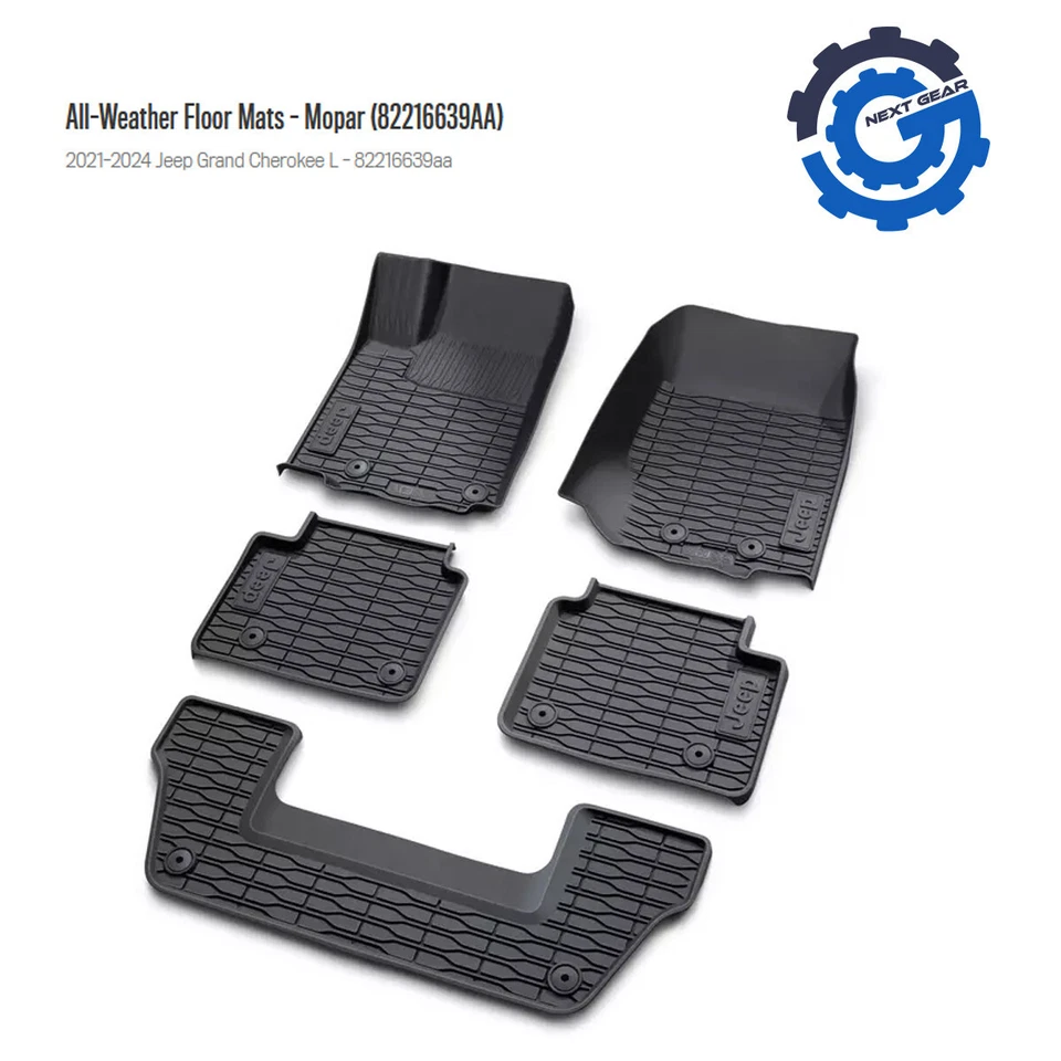 Novo kit de tapete Mopar fabricante de equipamento original 2021-2025 Jeep Grand Cherokee L 82216639AA - Imagem 1 de 1