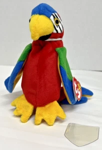 New w/ Heart Tag Ty 4197 Beanie Baby Jabber The Parrot Tropical Bird with Errors - Picture 1 of 10