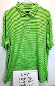 PGA Tour Polo Shirt Men's Large Lime Green Striped Short Sleeve Moisture Wick - Picture 1 of 10