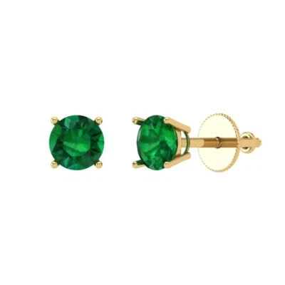 0.2 ct Round Cut Solitaire Studs Gemstone Solid Yellow Gold Earrings Screw back - Image 1 of 4