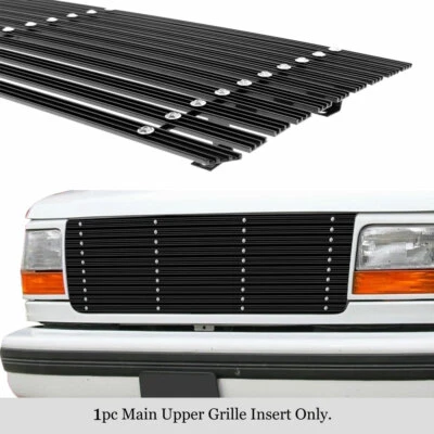 Se adapta a Ford Bronco/F-150/F-250 1987-1991 superior negro remache ancho rejilla billet Foto 1 de 4