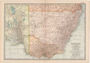 1902 Map of Australia South-East Part antique vintage Britannica 10th - Picture 1 of 1