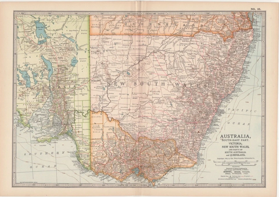  Australia South-East Part antique vintage map 1902 - Image 1 of 1