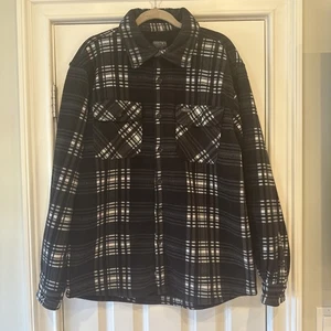 Smith’s Workwear Plaid Flannel Fur Lines Shacket - Size Large/Black - Bild 1 von 9
