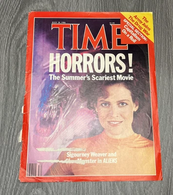 Vintage 1986 TIME Magazine COVER ONLY Sigourney Weaver Aliens Movie July Horror - Image 1 of 4