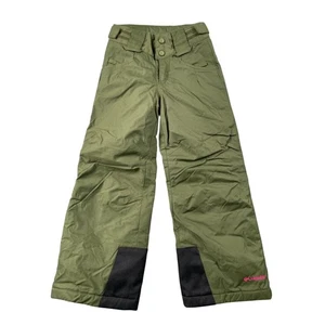 Columbia Snow Pants Girls 6 6X Army Green Hot Pink Omni Tech Bugaboo Ski SF8186 - Picture 1 of 13