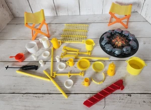 1970 Barbie "Country Camper" Fire Chairs Pots Cups Platea Accessories Lot - Picture 1 of 12