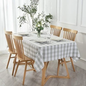 Rectangle Checkered Tablecloth Waterproof Spillproof Wrinkle Resistant Buffal... - Picture 1 of 9