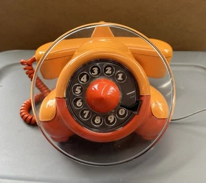 Alexander Graham Flugzeug Dreh Wählscheibentelefon, 1979 orange Mid Century RAR Fund. - Bild 1 von 18