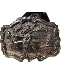 Land Surveyor Belt Buckle Silver-Tone Western Style Ornate Landscape Framed - Imagen 1 de 2