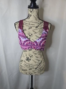 SO lila geometrisches Muster Bikini Oberteil Damengröße Large - Bild 1 von 5