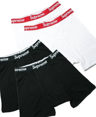 Supreme / Hanes Calzoncillos Boxer Ropa Interior NEGRO BLANCO (Paquete de 4) GRANDES / 36-38 Foto 1 de 2