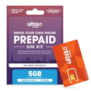 $24/mo. Ultra Mobile Prepaid Phone Plan with Unlimited Talk, Text and 5GB of - Picture 1 of 5