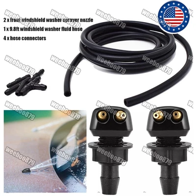 9.8Ft Windshield Washer Hose Wiper Blade Pipe Tube Jet Spray Nozzle 4X Connector - Image 1 of 4