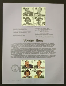 32c Songwriters 1996 página de recuerdo Scott # 3100-3103 SP1217 - Imagen 1 de 1