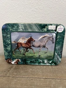 New Tree Free Greeting 16 Cards In Decorative Tin Running Free Horses 4 Designs - Picture 1 of 6