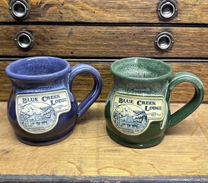Blue Creek Lodge Deneen Pottery Hand Thrown Mugs Wagon Wheel Gap Colorado (x2) - Picture 1 of 8